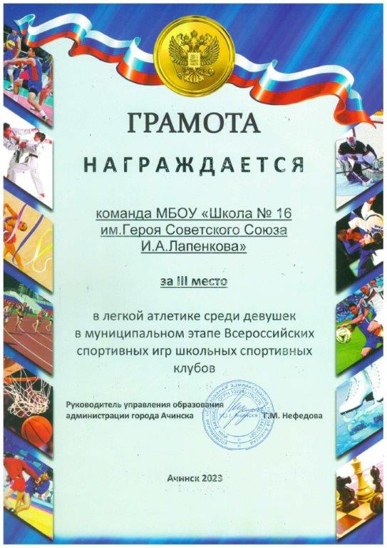 Всероссийские спортивные игры школьных спортивных клубов.